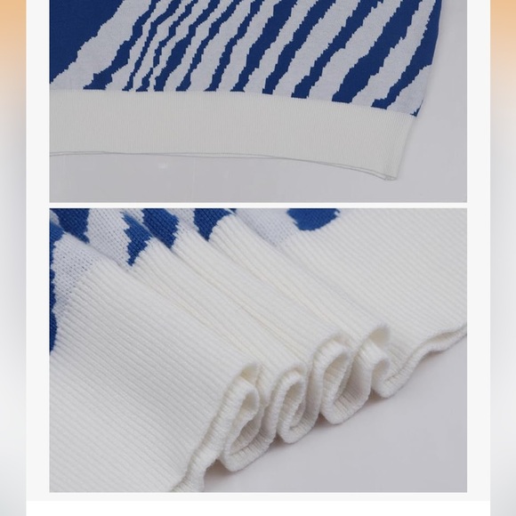 Blue and White Men's Sweater - Picture 3 of 7